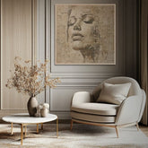 Immagine su legno - Volto nelle rune del tempo